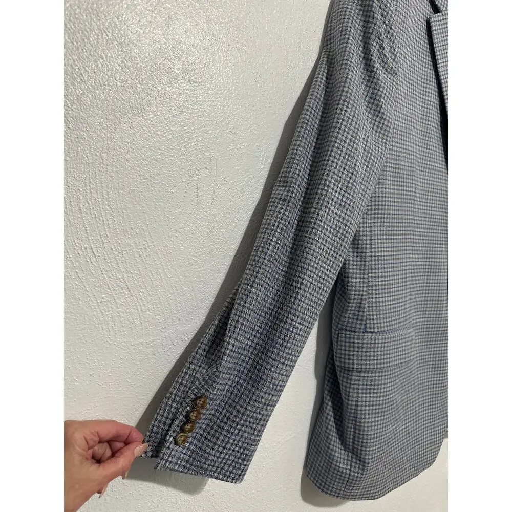 Ralph Lauren Black Label Blue Grey Plaid Sports Coat Blazer 46L